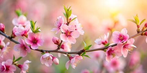 A close up of delicate peach blossoms in full bloom Generative By AI