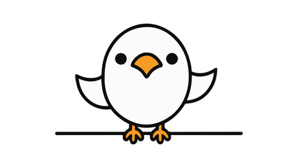 owl cartoon, cute simple cartoon outline illustration of a bird on a line