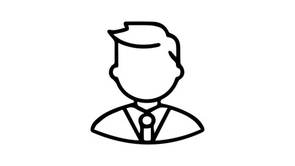simple vector outline of a person in suit illustration on white background