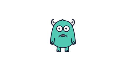 simple vector cartoon monster with sad face illustration on white background