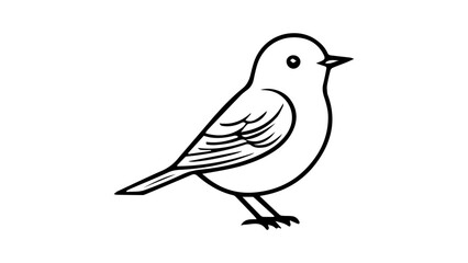 cute bird outline illustration simple in vector on white background