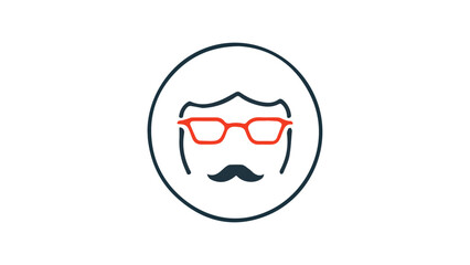 simple shape of a person with red glasses and mustache in circle illustration in vector
