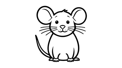 simple illustration of a cute mouse/rat outline on white background