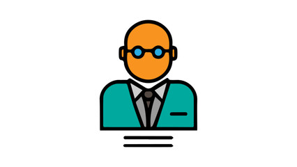simple illustration of a person with glasses and blue suit in vector