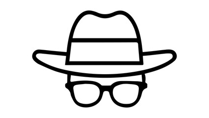 simple incognito sign made with hat and glasses in vector on white background