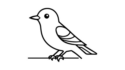 very simple cute shape of a bird sitting on a stick beautiful illustration vector outline