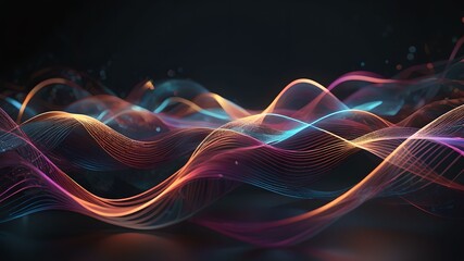 Fototapeta premium Abstract Colorful Light Waves on Dark Background
