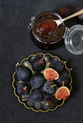 natural organic fig jam and fresh berries