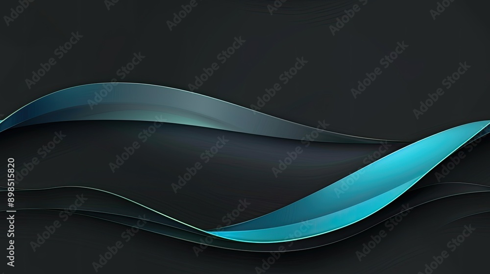 Poster abstract blue, white, and orange lines are set against a dark background. the lines appear to be wav