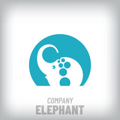 Creative water throwing elephant modern logo. Corporate company and ecology-nature icon set. vector