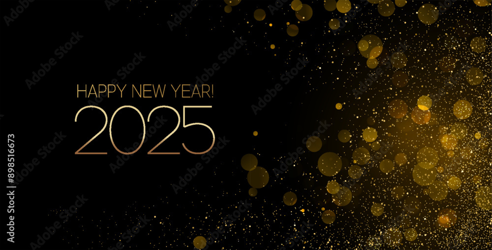 Poster 2025 new year abstract shiny color gold wave design element