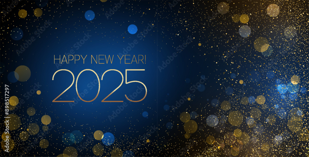 Poster 2025 new year abstract shiny color gold wave design element