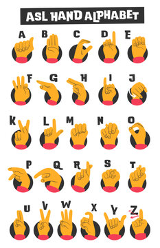American sign language (ASL) Hand Alphabet A-Z, Tabloid size poster