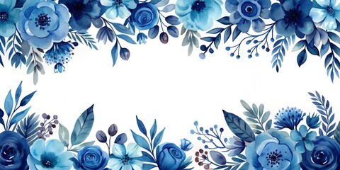 blush navy blue floral watercolor AI-Created Content