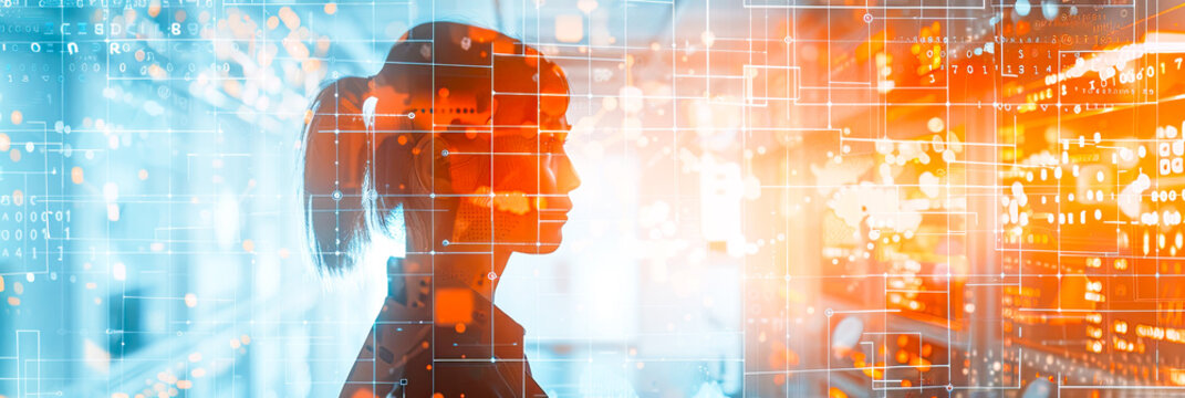 Informatiker, Analytiker f&uuml;r Big Data. Doppelbelichtung mit weissem Hintergrund