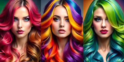Naklejka premium beautiful. women's hairstyles, coloring, hair