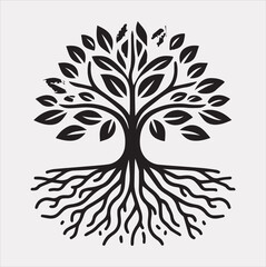 tree logo silhouette vector on a white background