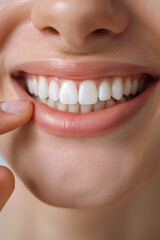 Fototapeta premium Closeup of a man smiling showing beautiful teeth.