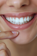 Fototapeta premium Closeup of a man smiling showing beautiful teeth.