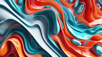 abstract 3d background swril orange blue fluid