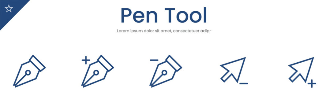 Adobe illustrator pencil tool icon set.