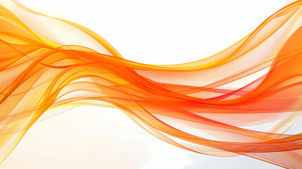 Obraz premium Abstract wave of vibrant orange ribbons flowing against a white background.