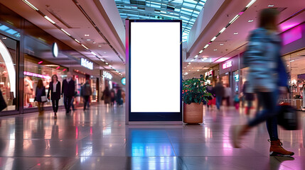 panneau publicitaire personnalisable pour maquette de présentation de publicité dans une galerie commerciale