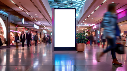 panneau publicitaire personnalisable pour maquette de présentation de publicité dans une galerie commerciale