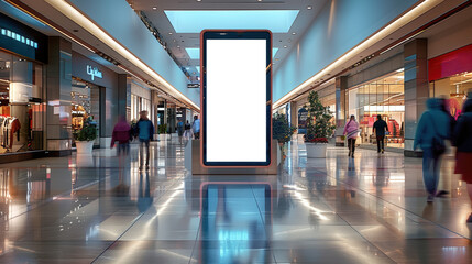 panneau publicitaire personnalisable pour maquette de présentation de publicité dans une galerie commerciale