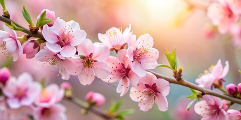A close up of delicate peach blossoms in full bloom Generative By AI