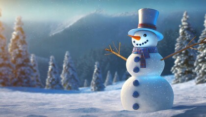 Obraz premium snowman in the mountains