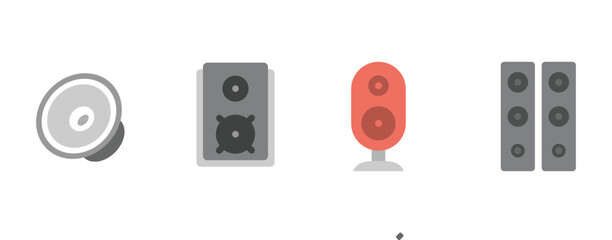 music instrument and sound box icon set.