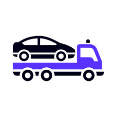 Fototapeta premium Tow truck transport flat icon, side view