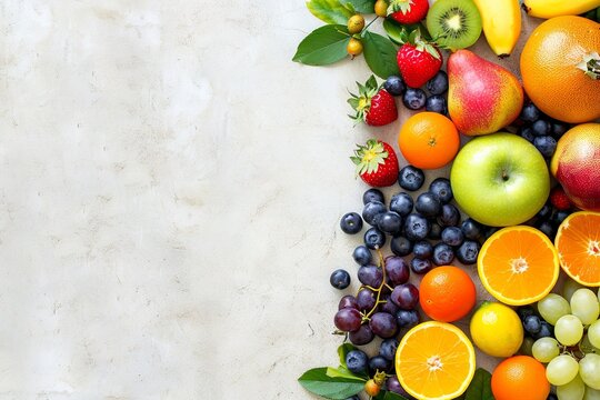 Background with space for copy, featuring a fruit theme. Perfect for designs related to healthy eating, freshness, and nature