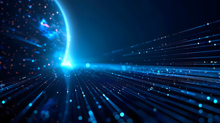 Abstract Digital Lines and Lights in a Blue Background