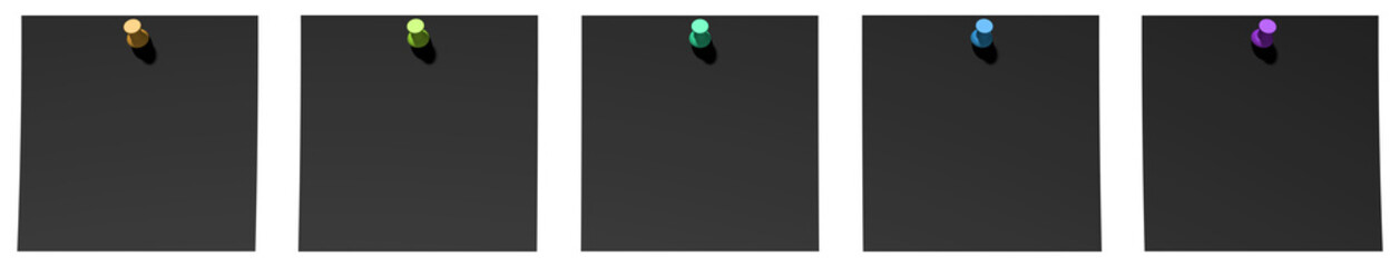 fünf schwarze Notizzettel