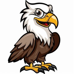 Obraz premium Positive and happy cartoon eagle mascot, illustration of a cheerful character