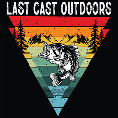 Fototapeta premium Last cast outdoors Hiking t-shirt design. Mountain t-shirt design.