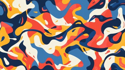 Naklejka premium A colorful abstract pattern with swirling shapes in shades of red, blue, yellow, and white