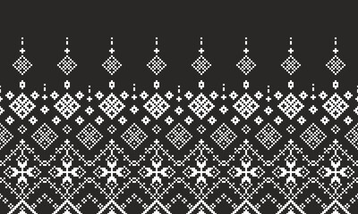 Fototapeta premium Ethnic pattern fabric,Set of patterns. Ethnic, geometric pattern designs used for weaving, tapestry, wallpaper ,clothing, fabric, abstract pixel art.