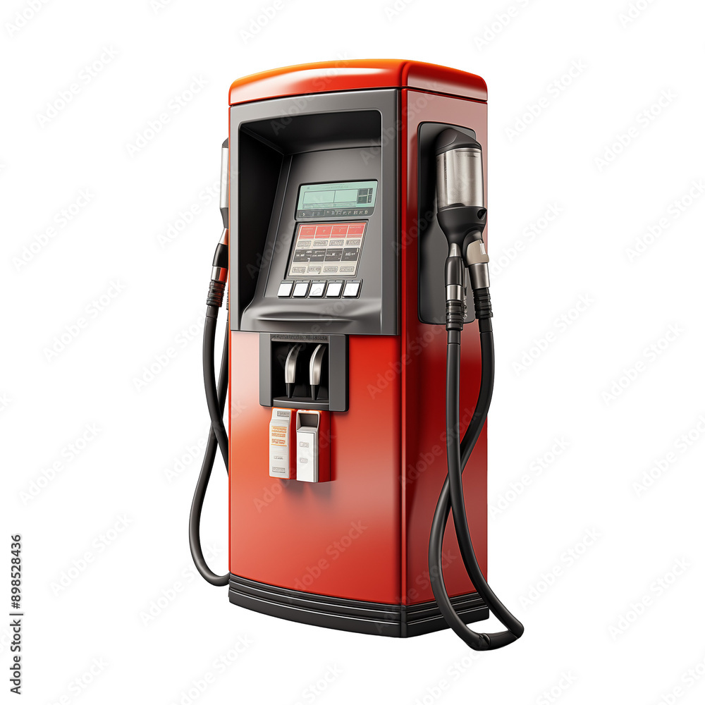 Wall mural red gasoline pump isolated on white background