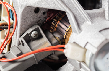 Malfunction and replacement of electric brushes in washing machine motors, macro