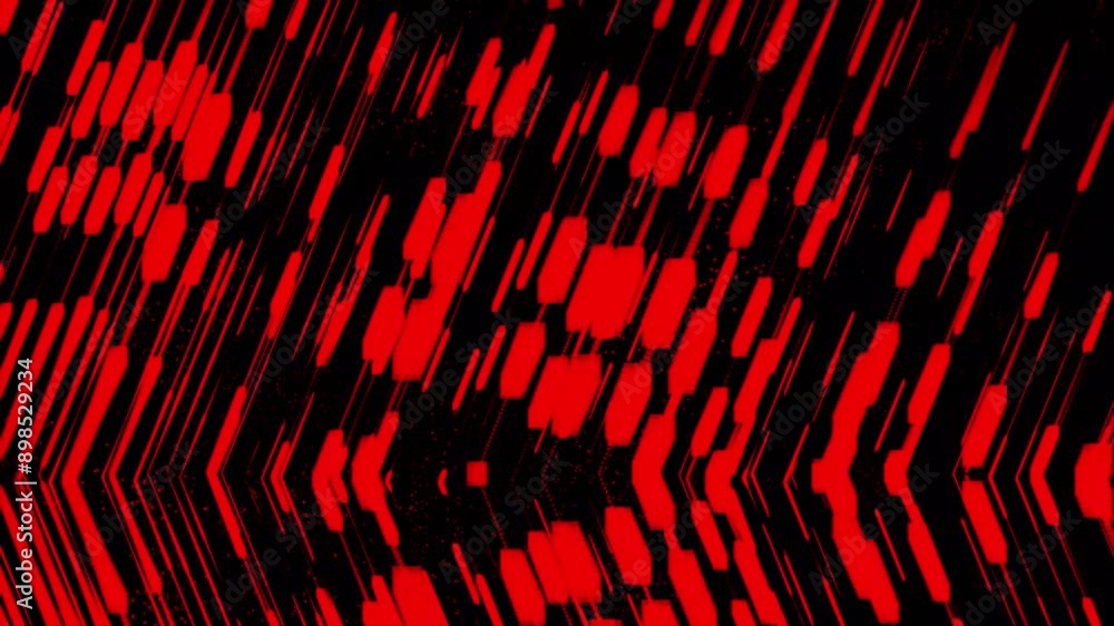 Aufkleber beautiful flow of shining short diagonal lines on black background, wave of red particles. abstract 