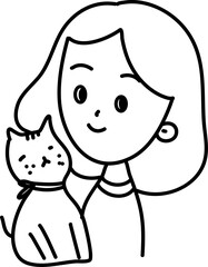 cat and girl cartoon