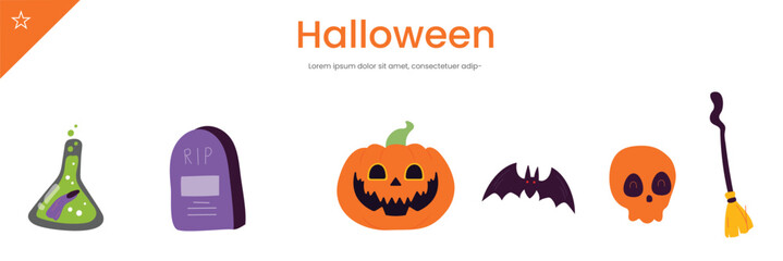 Halloween Line Icons set vector illustration.