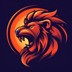 Fototapeta premium Illustration of a cartoon lion mascot in a circular frame