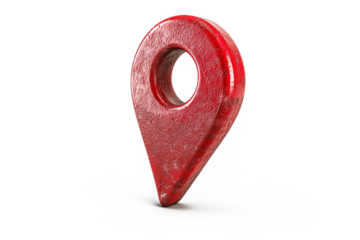 red pin point map address location sign isolated