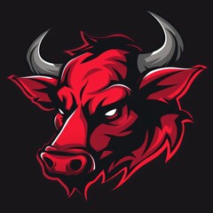 Cartoon red bull mascot, drawn character