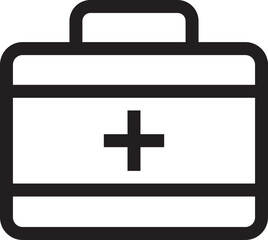 Thin line icon of first aid kit. Vector outline sign for UI, web and app. Concept design of first aid kit icon. Isolated on a white background