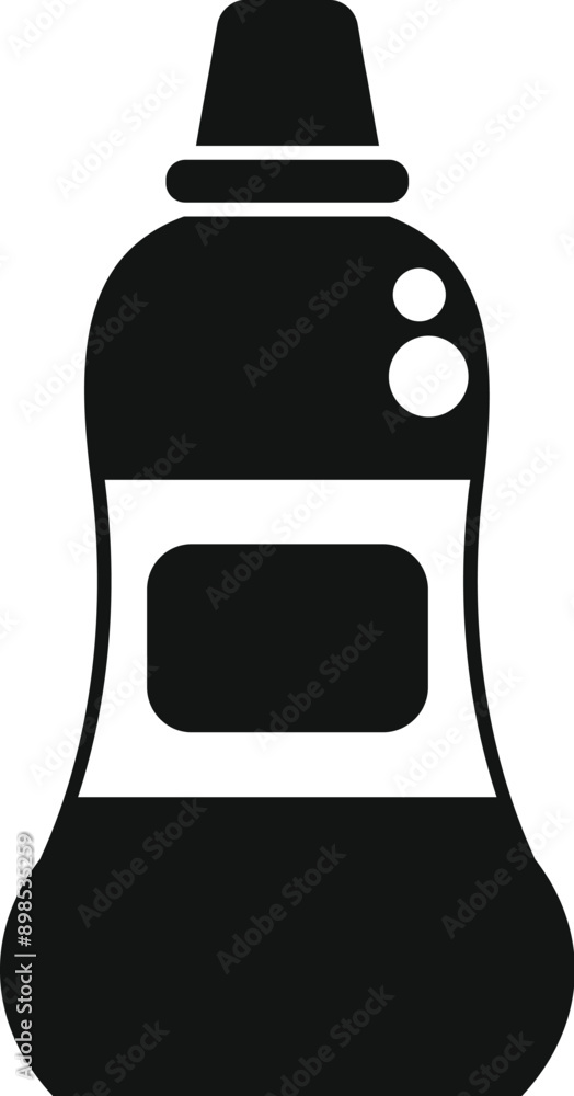 Aufkleber black plastic detergent bottle with measuring scale icon in simple style isolated on white backgroun